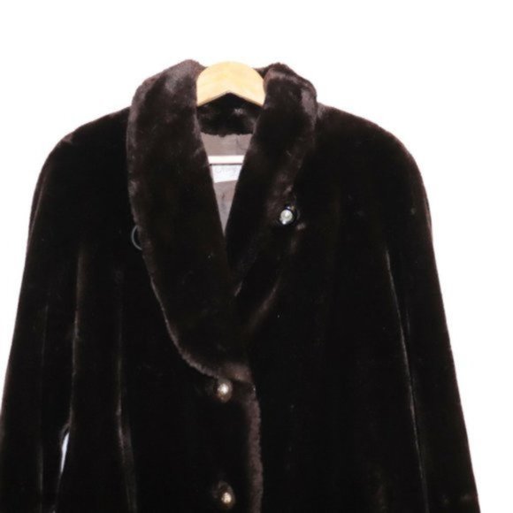 Irving Samuel Holt Renfrew Vintage Brown Faux Fur Jacket - Picture 8 of 12